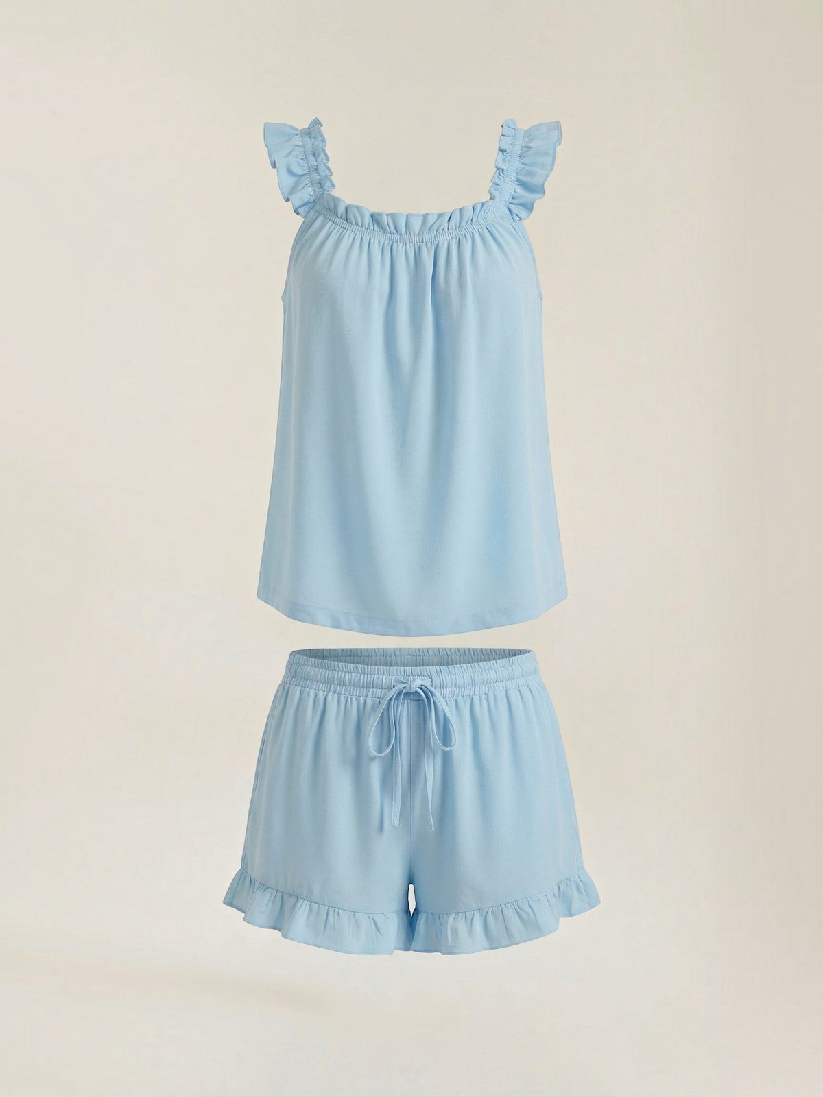 Set aus Baumwoll-Volanttop und Shorts