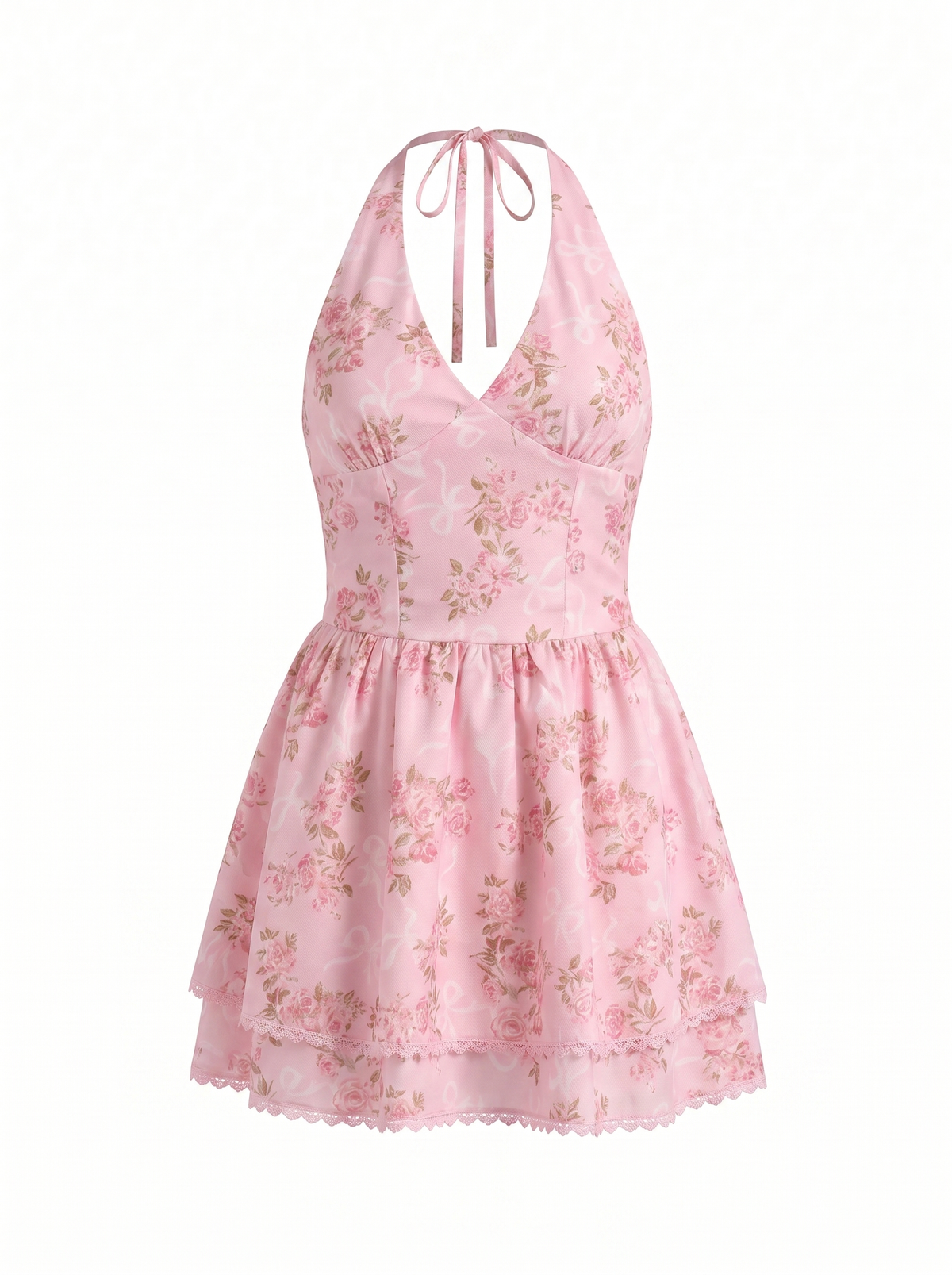 Geblümtes Minikleid mit Neckholder