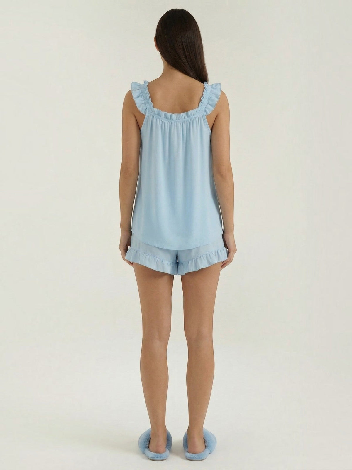 Set aus Baumwoll-Volanttop und Shorts