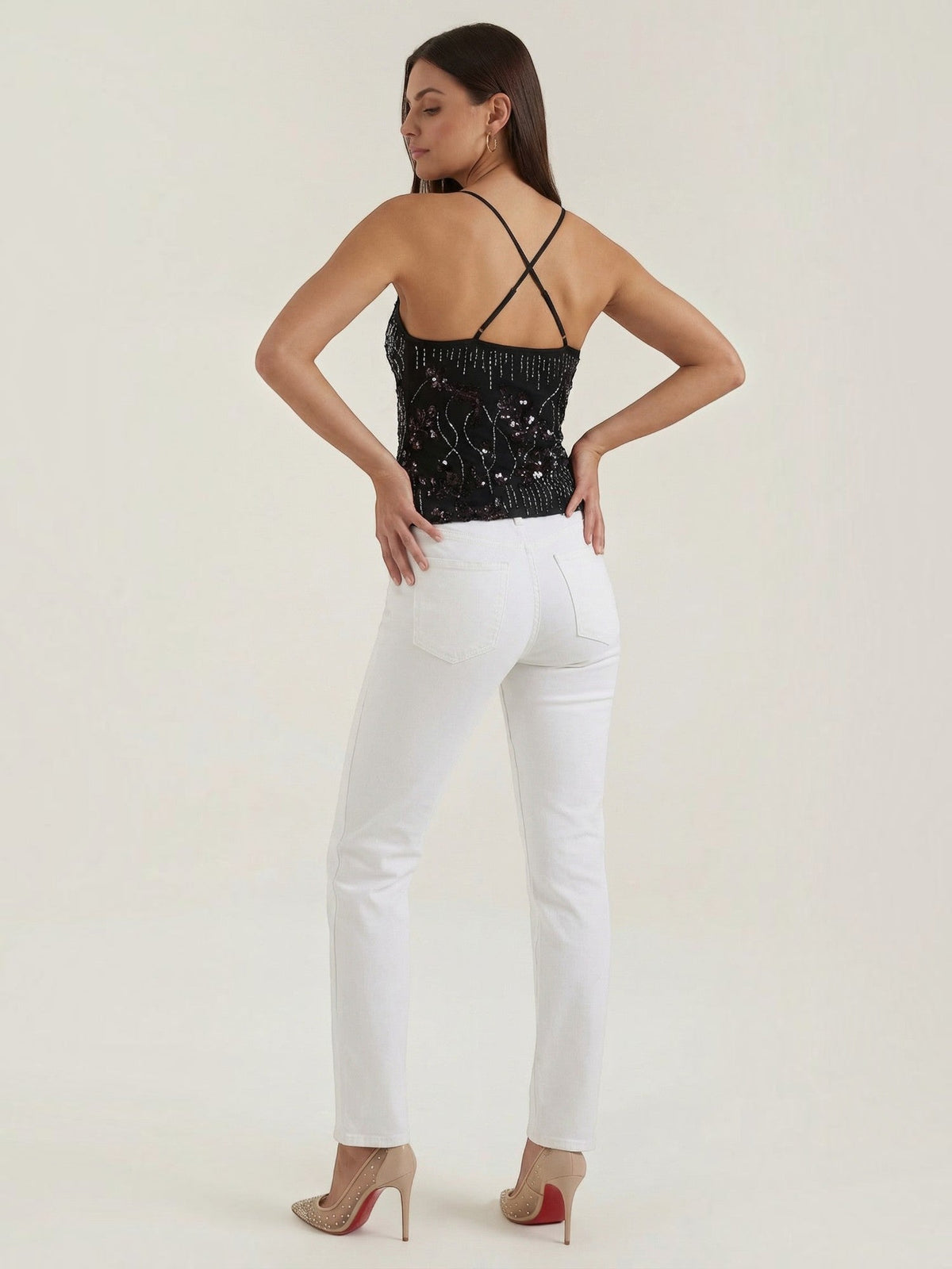 Besticktes Cami-Top mit Pailletten