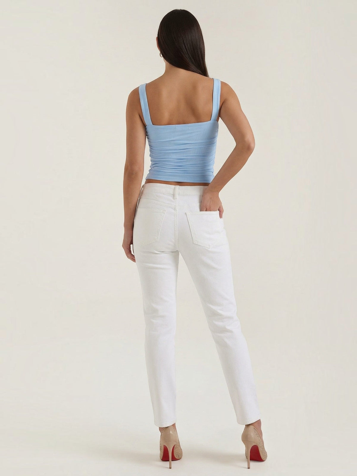 Geraffter Tank Top mit eckigem Ausschnitt
