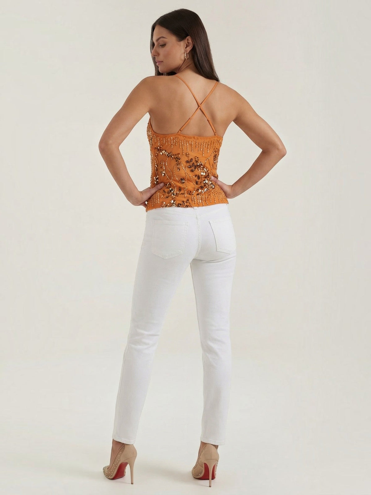 Besticktes Cami-Top mit Pailletten