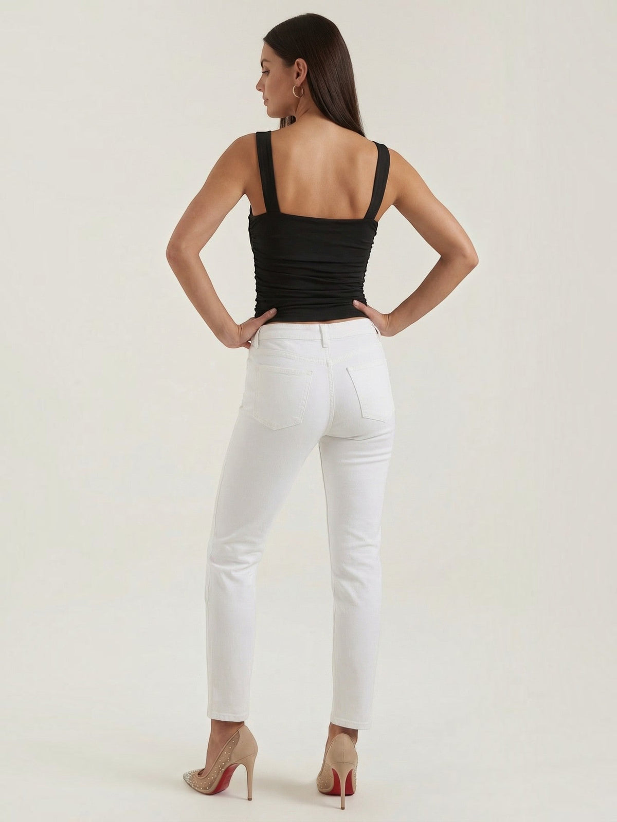 Geraffter Tank Top mit eckigem Ausschnitt