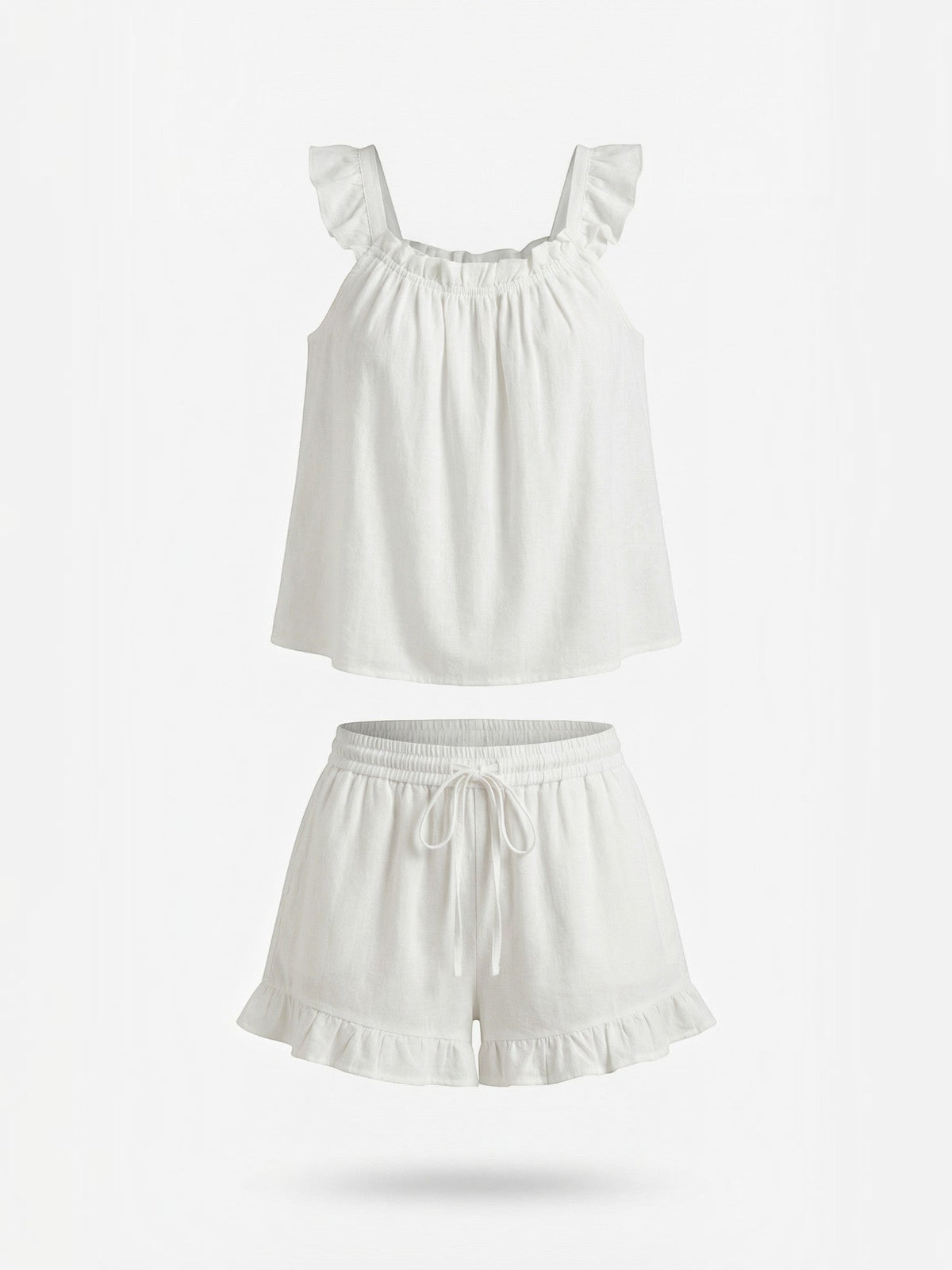 Set aus Baumwoll-Volanttop und Shorts