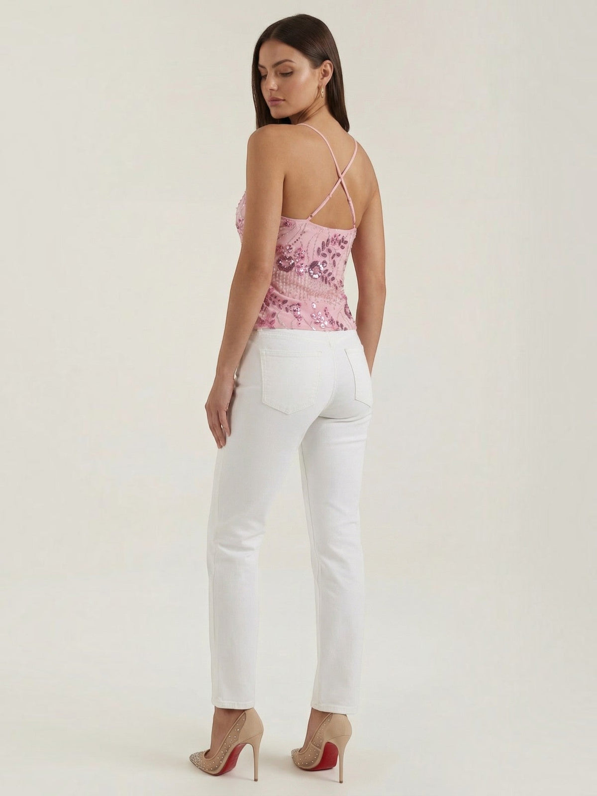 Besticktes Cami-Top mit Pailletten