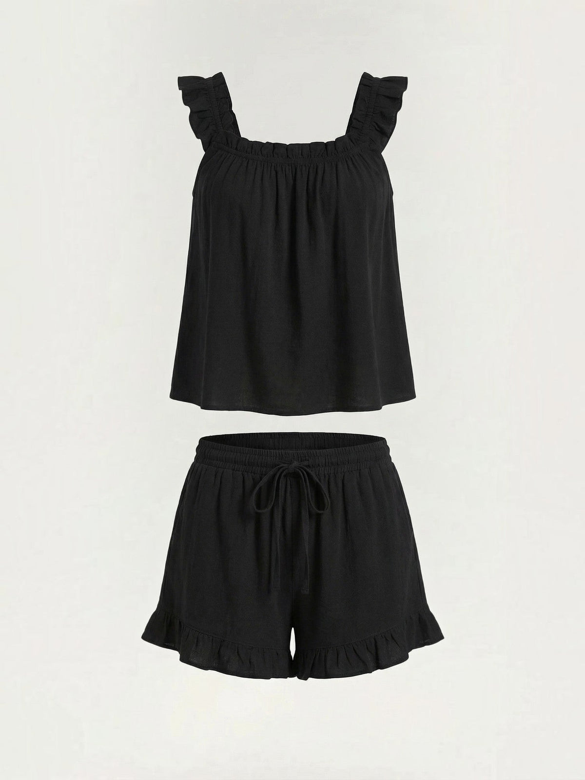 Set aus Baumwoll-Volanttop und Shorts