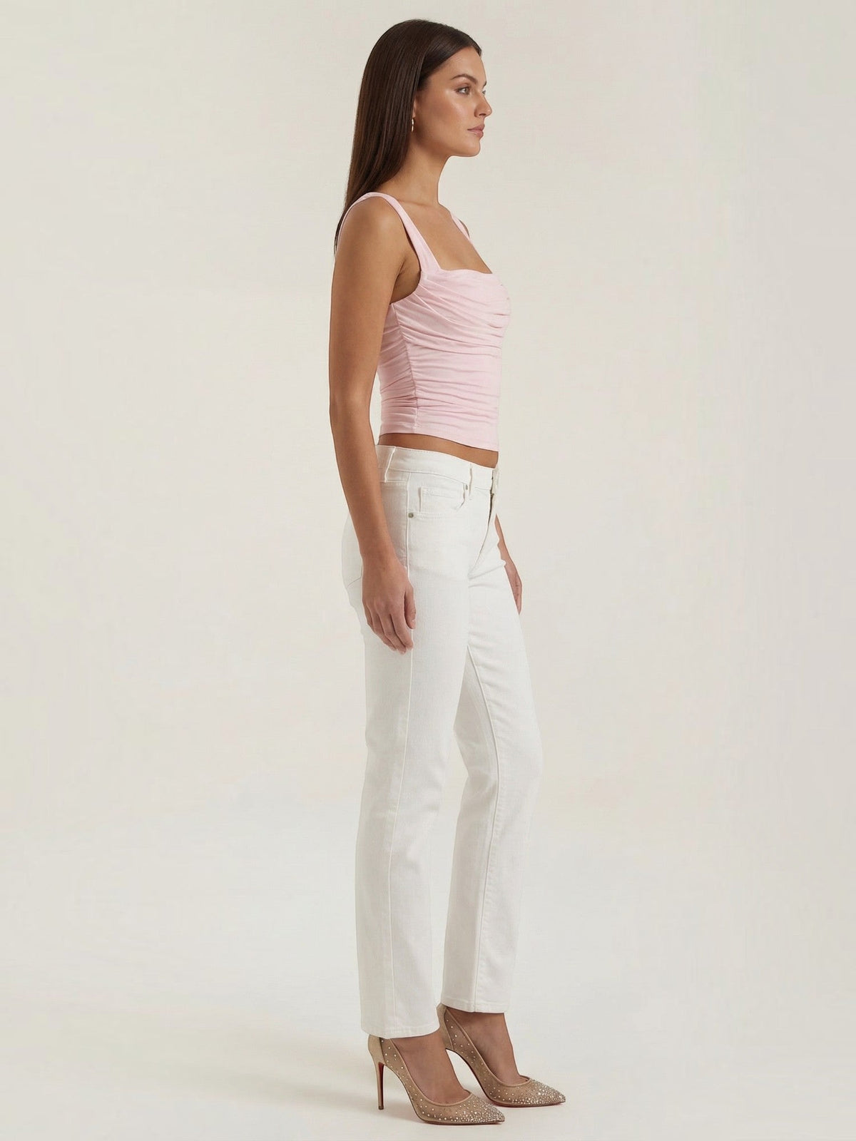 Geraffter Tank Top mit eckigem Ausschnitt