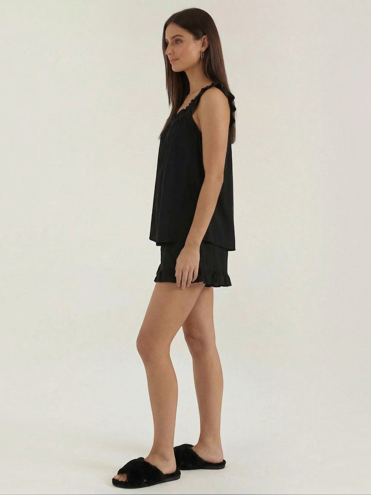 Set aus Baumwoll-Volanttop und Shorts