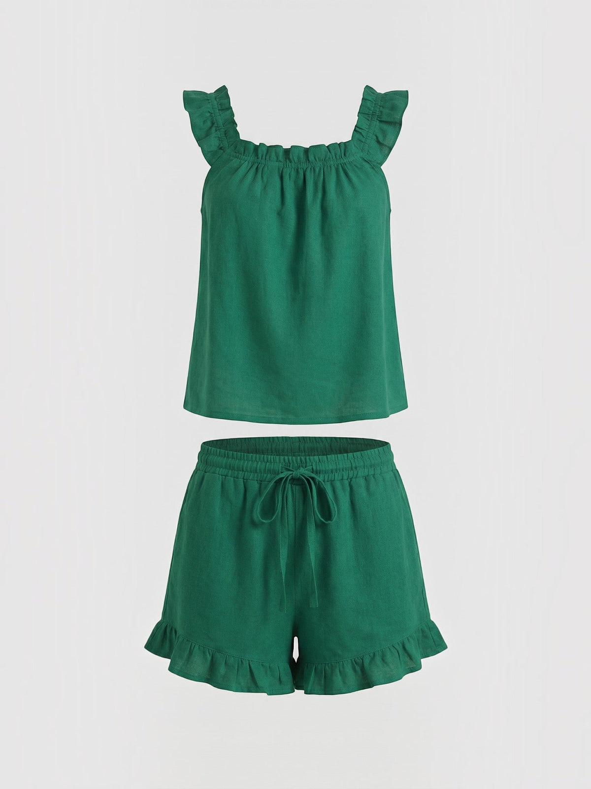 Set aus Baumwoll-Volanttop und Shorts
