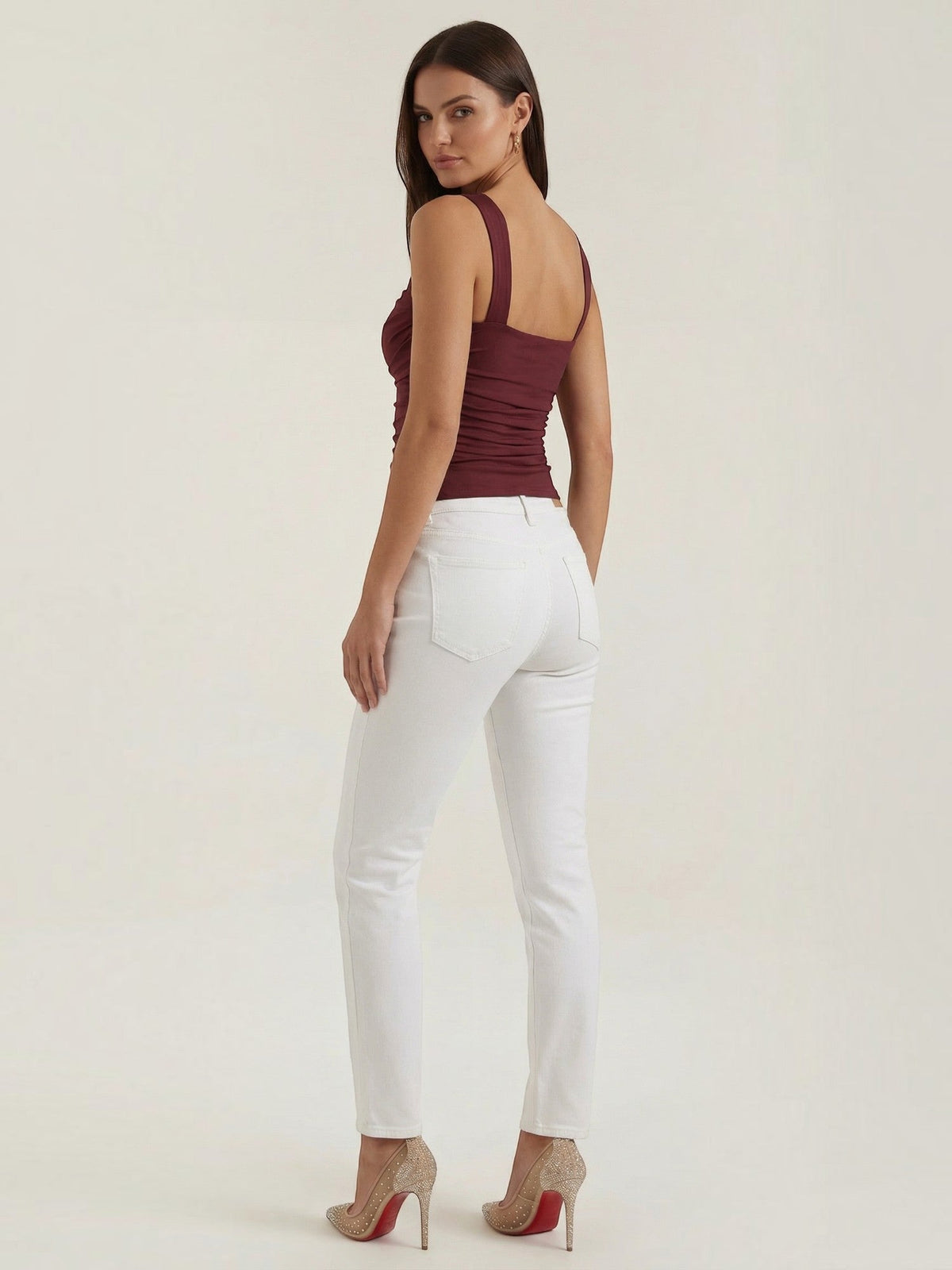 Geraffter Tank Top mit eckigem Ausschnitt