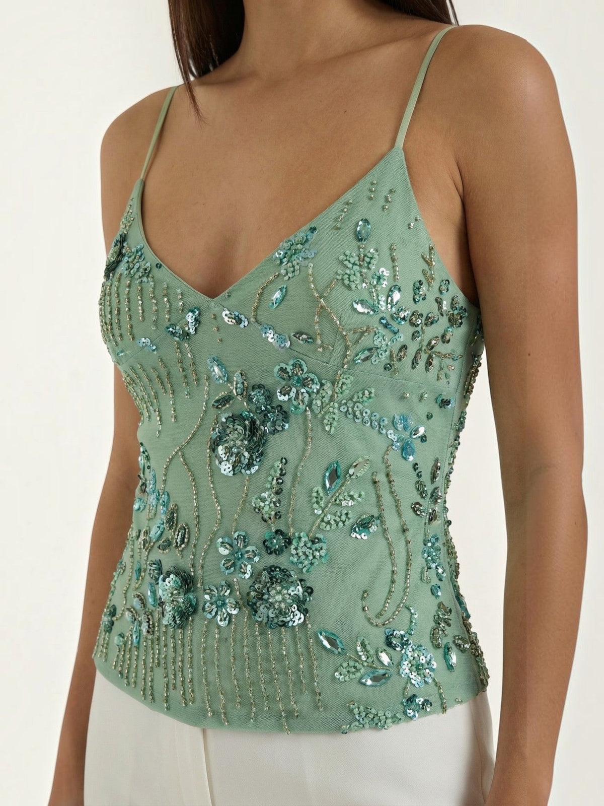 Besticktes Cami-Top mit Pailletten