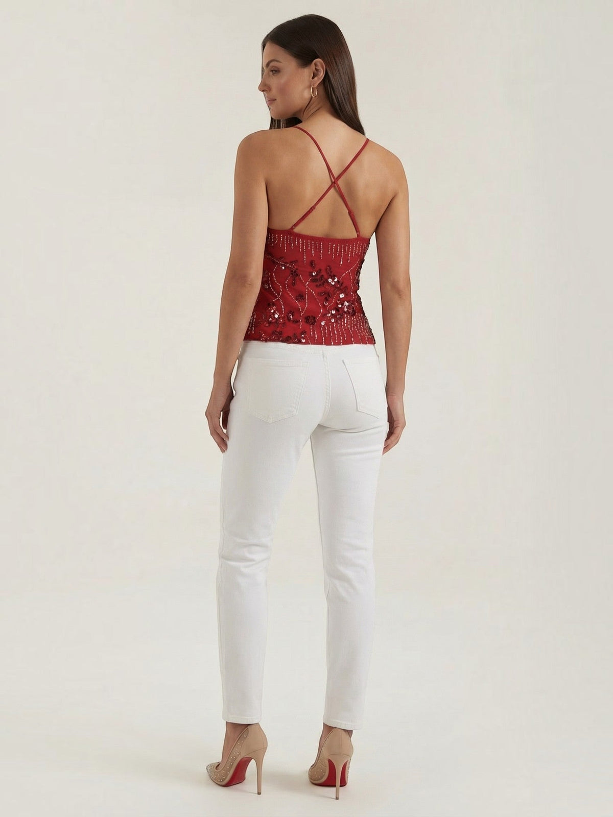 Besticktes Cami-Top mit Pailletten