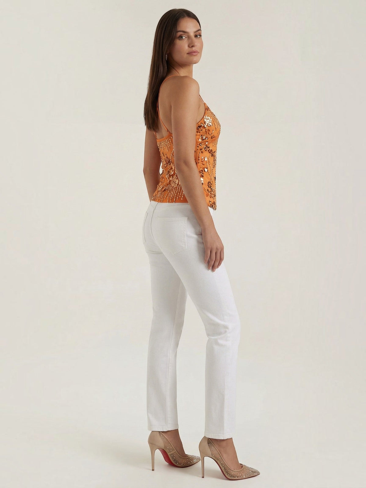 Besticktes Cami-Top mit Pailletten