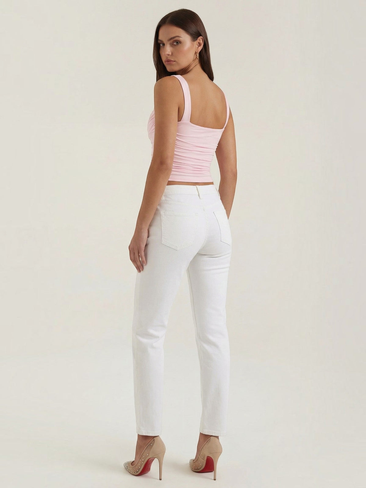 Geraffter Tank Top mit eckigem Ausschnitt