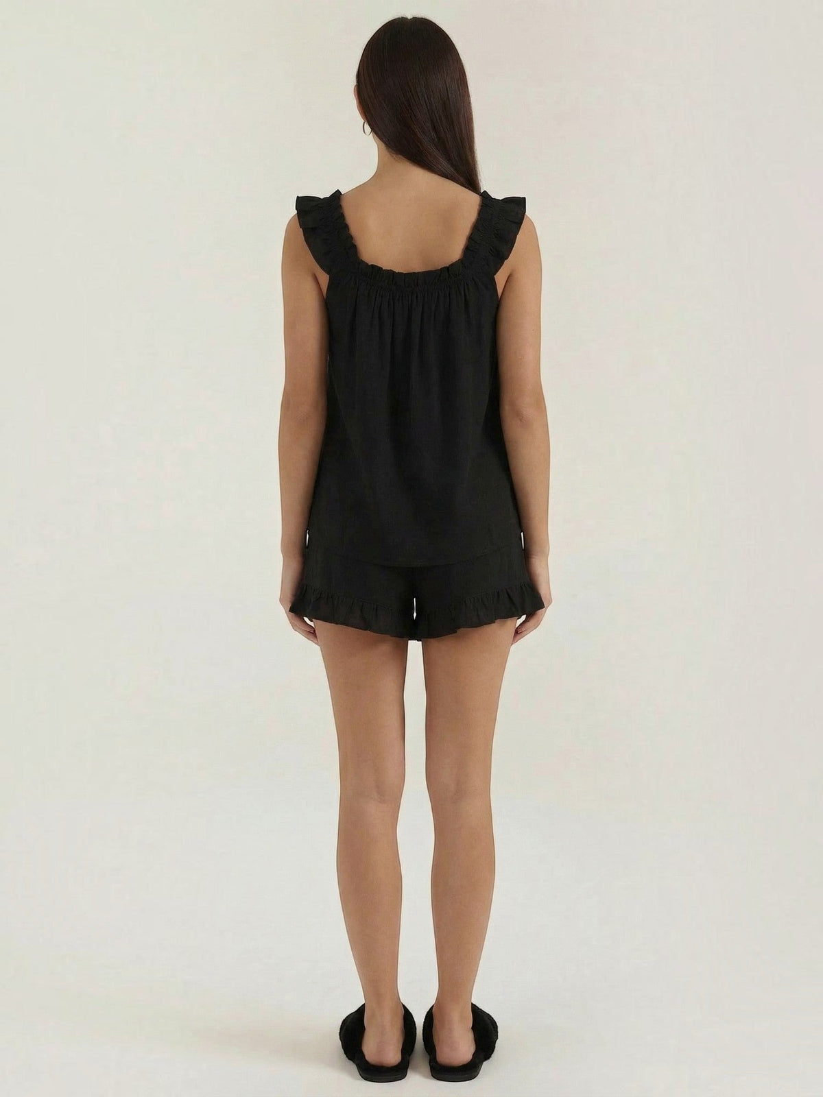 Set aus Baumwoll-Volanttop und Shorts
