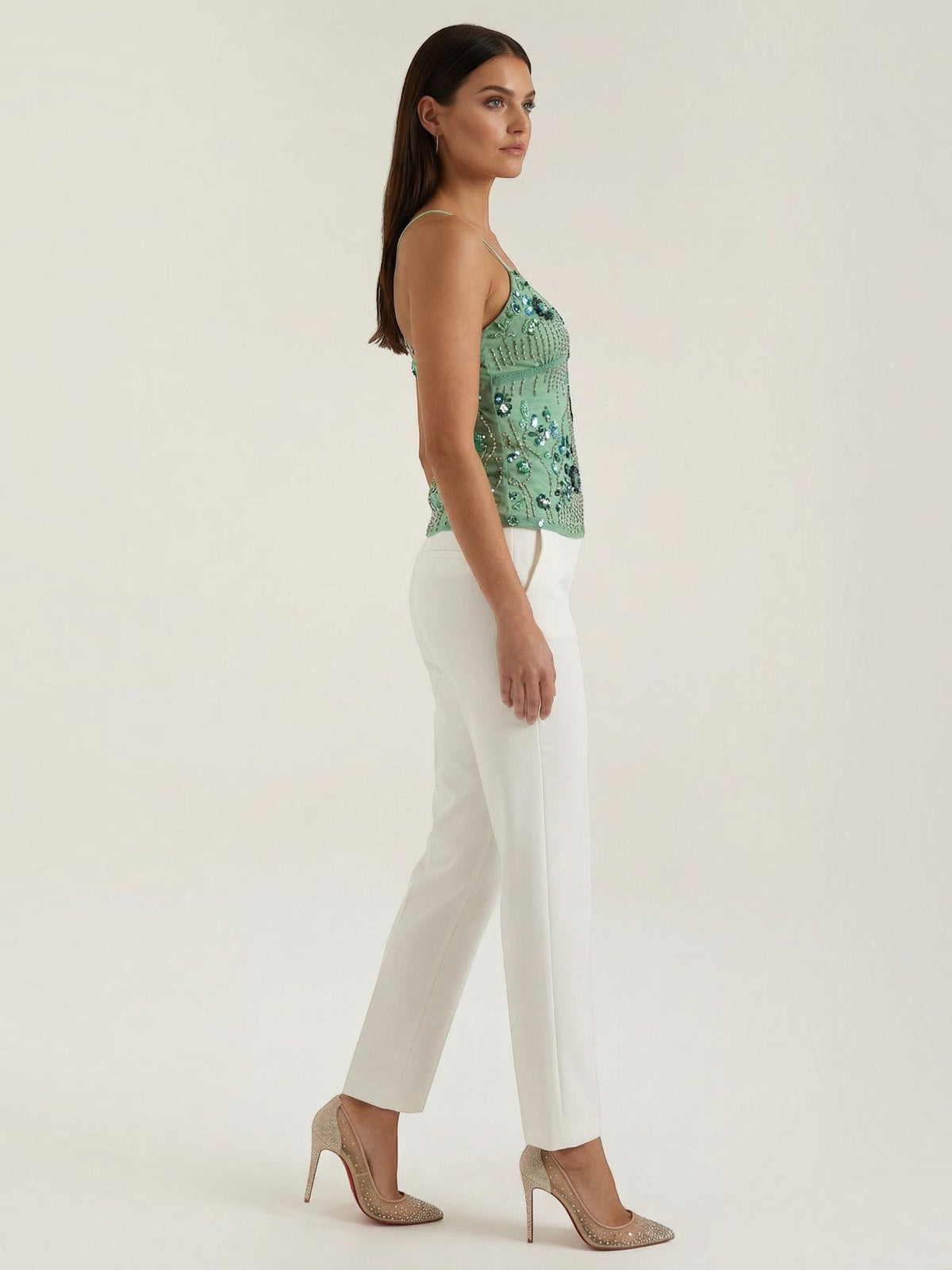 Besticktes Cami-Top mit Pailletten
