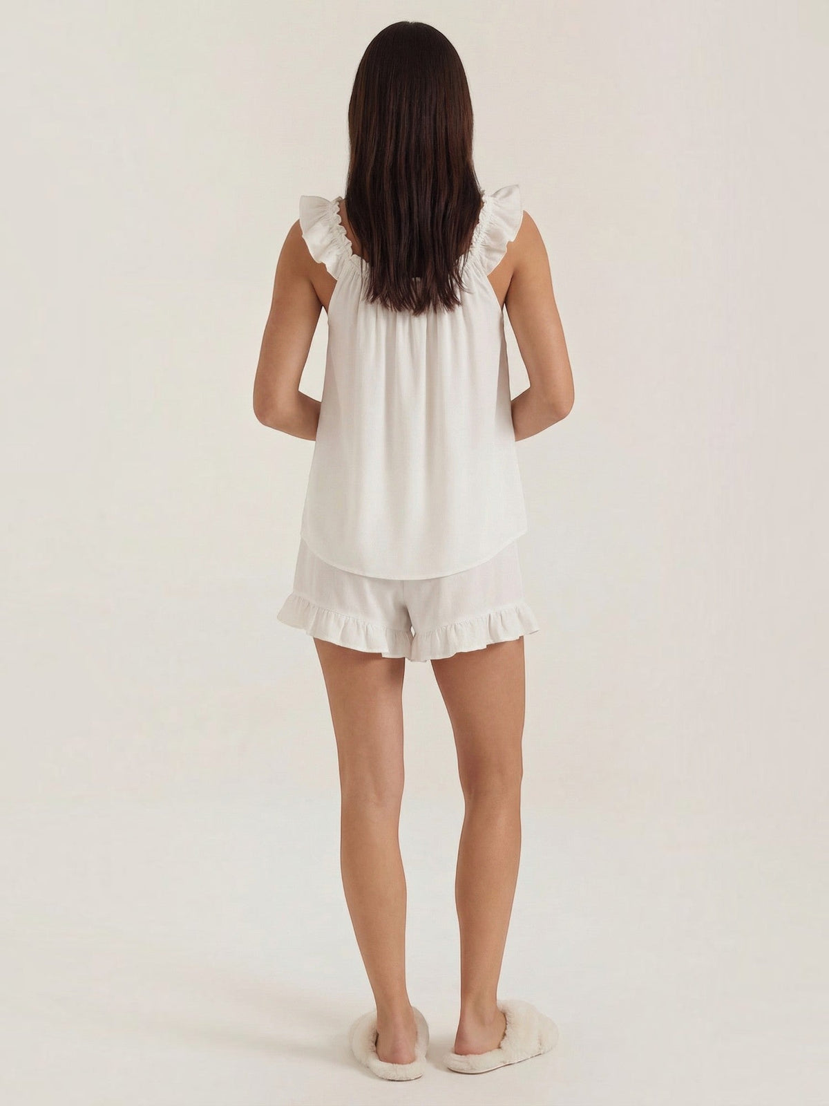 Set aus Baumwoll-Volanttop und Shorts