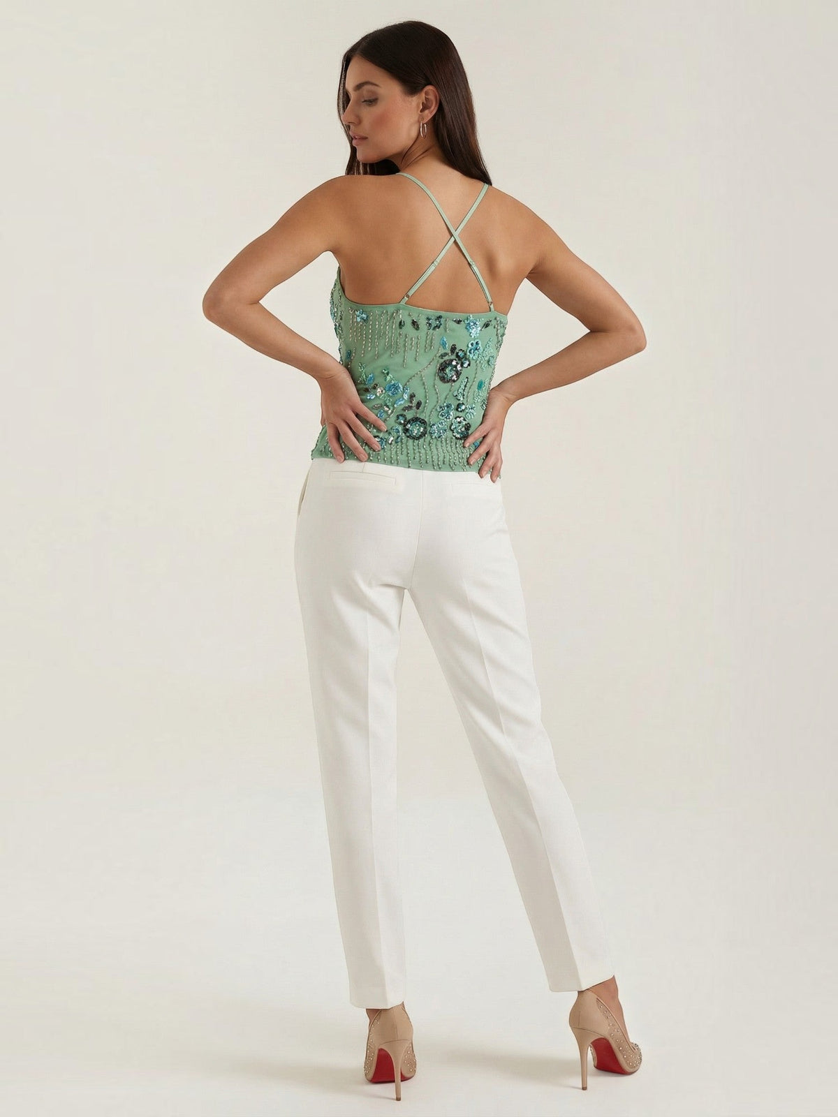 Besticktes Cami-Top mit Pailletten