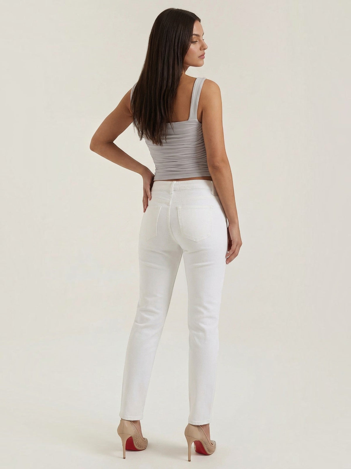 Geraffter Tank Top mit eckigem Ausschnitt