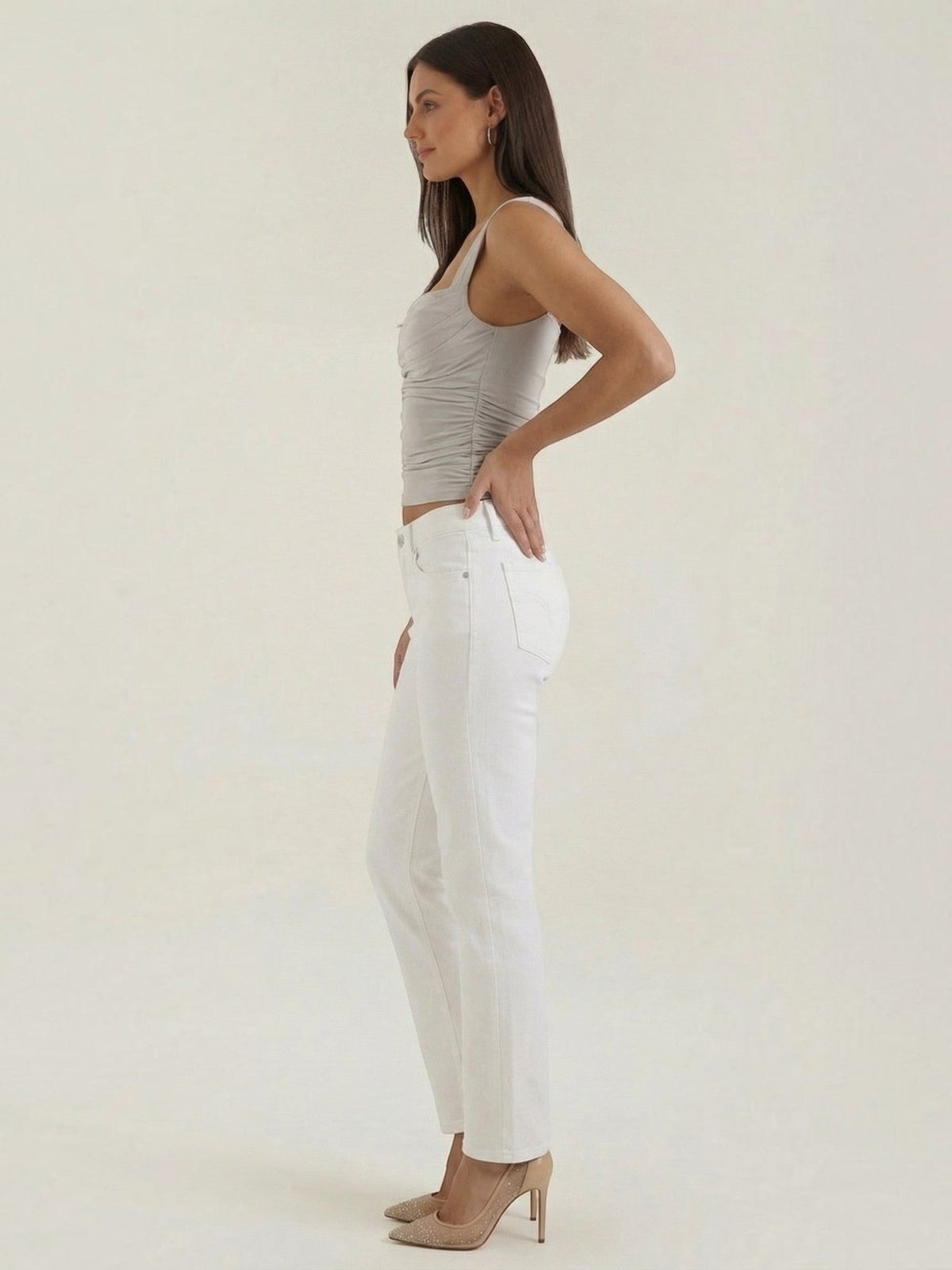 Geraffter Tank Top mit eckigem Ausschnitt