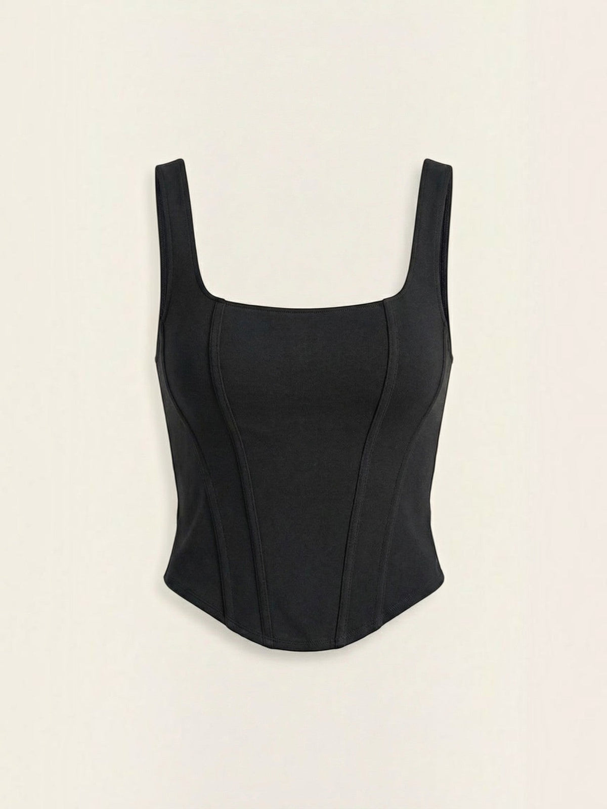 Tank Top mit eckigem Ausschnitt und Konturnähten