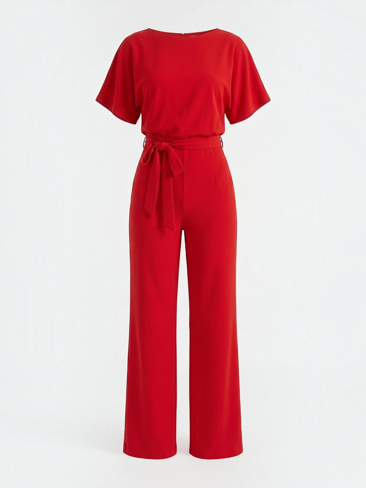 Jumpsuit mit Bindegürtel und weitem Bein