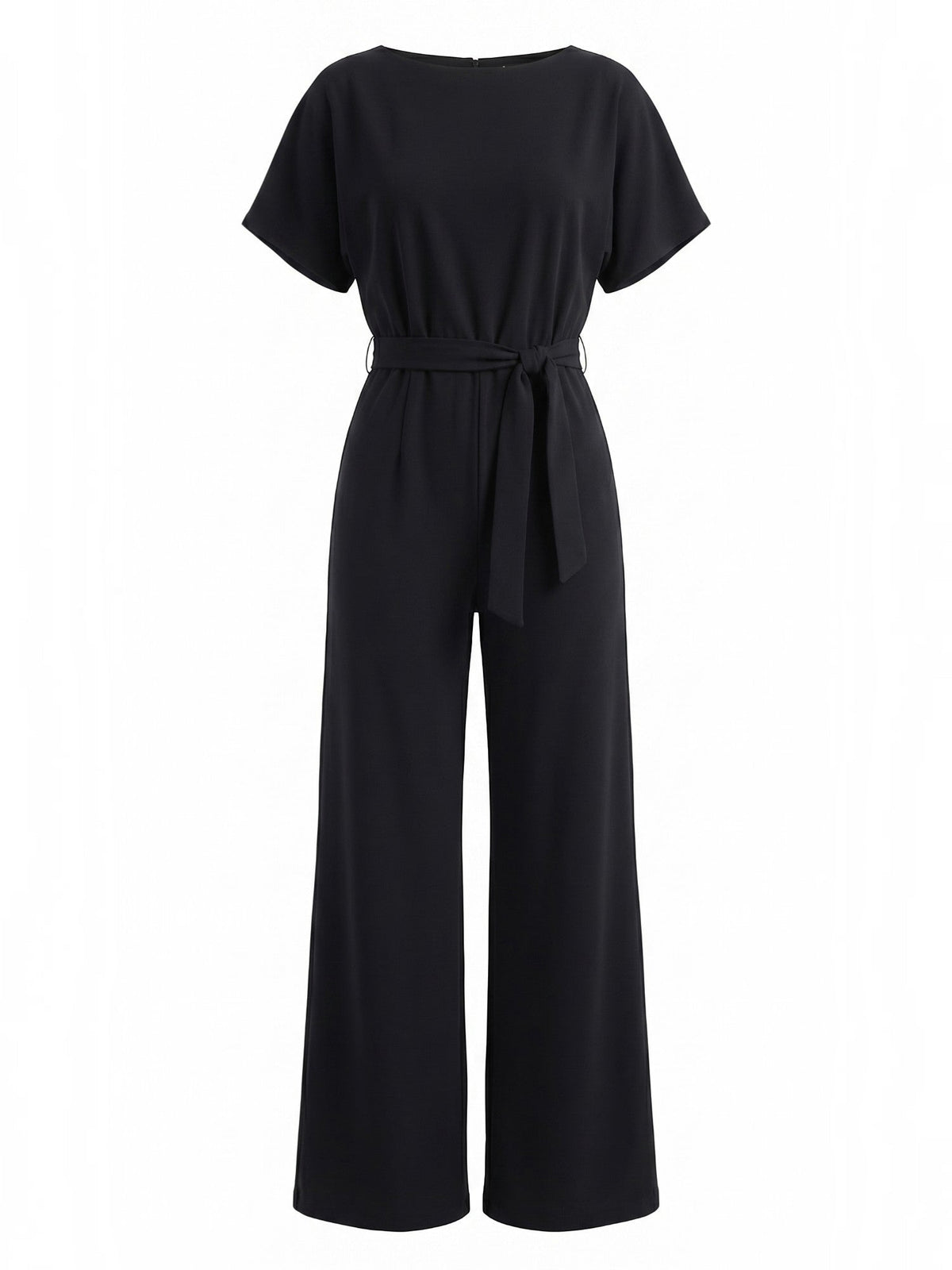 Jumpsuit mit Bindegürtel und weitem Bein