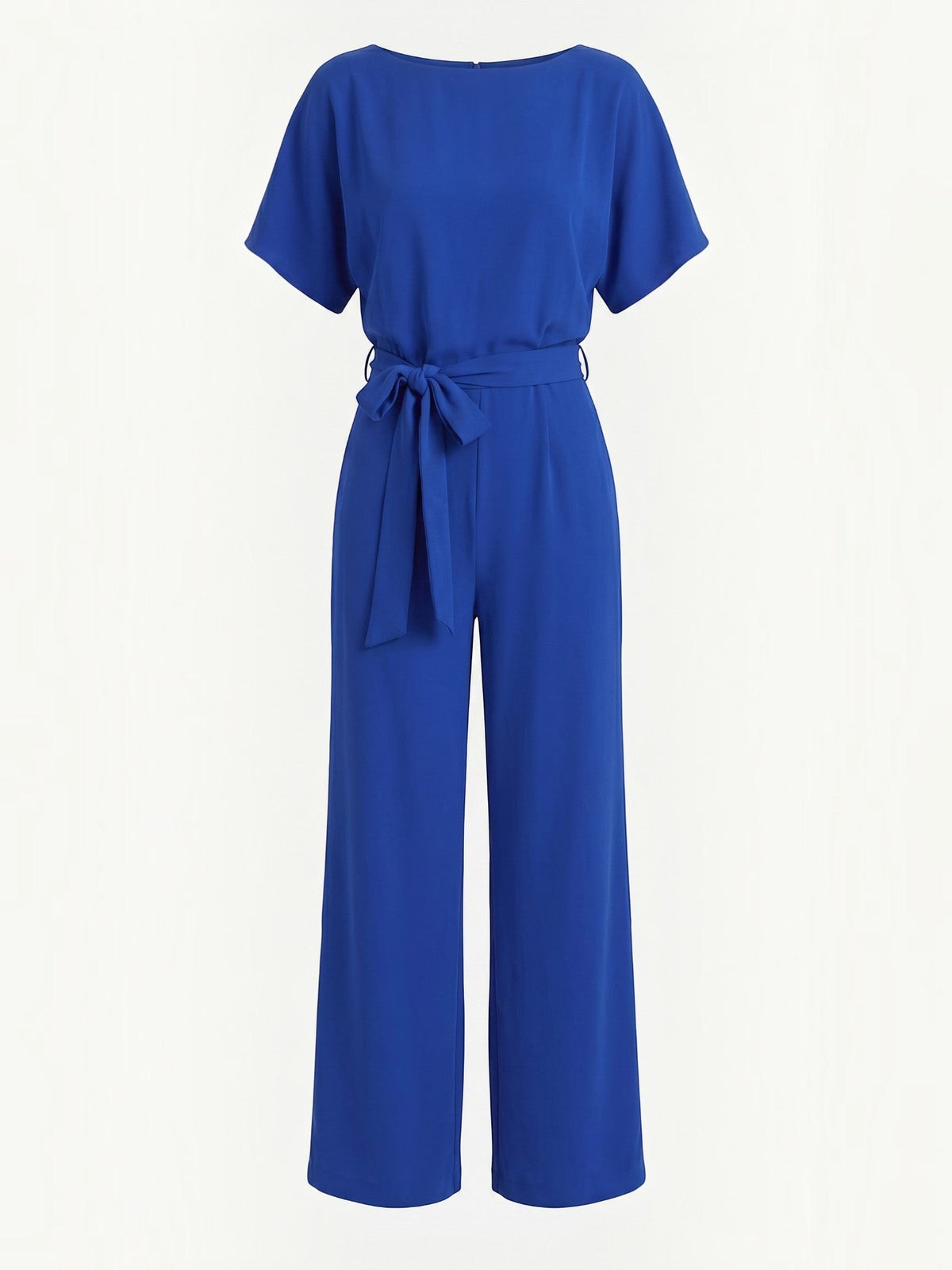 Jumpsuit mit Bindegürtel und weitem Bein