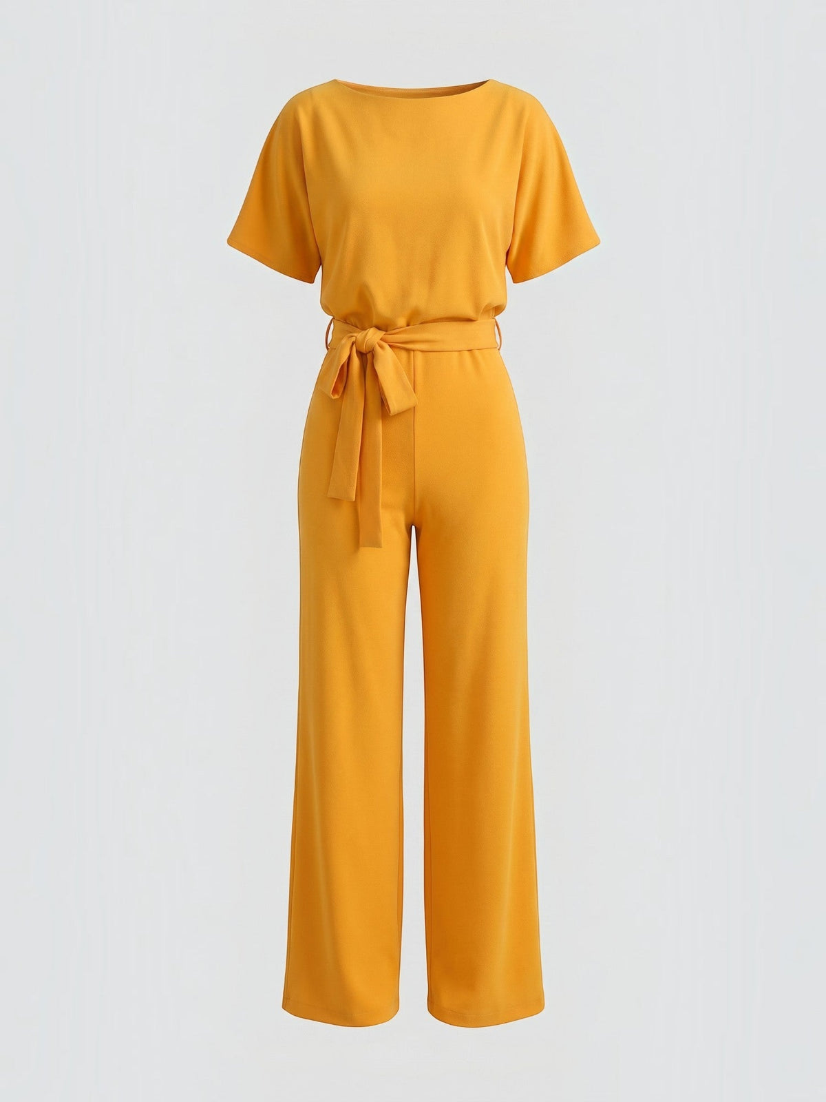 Jumpsuit mit Bindegürtel und weitem Bein