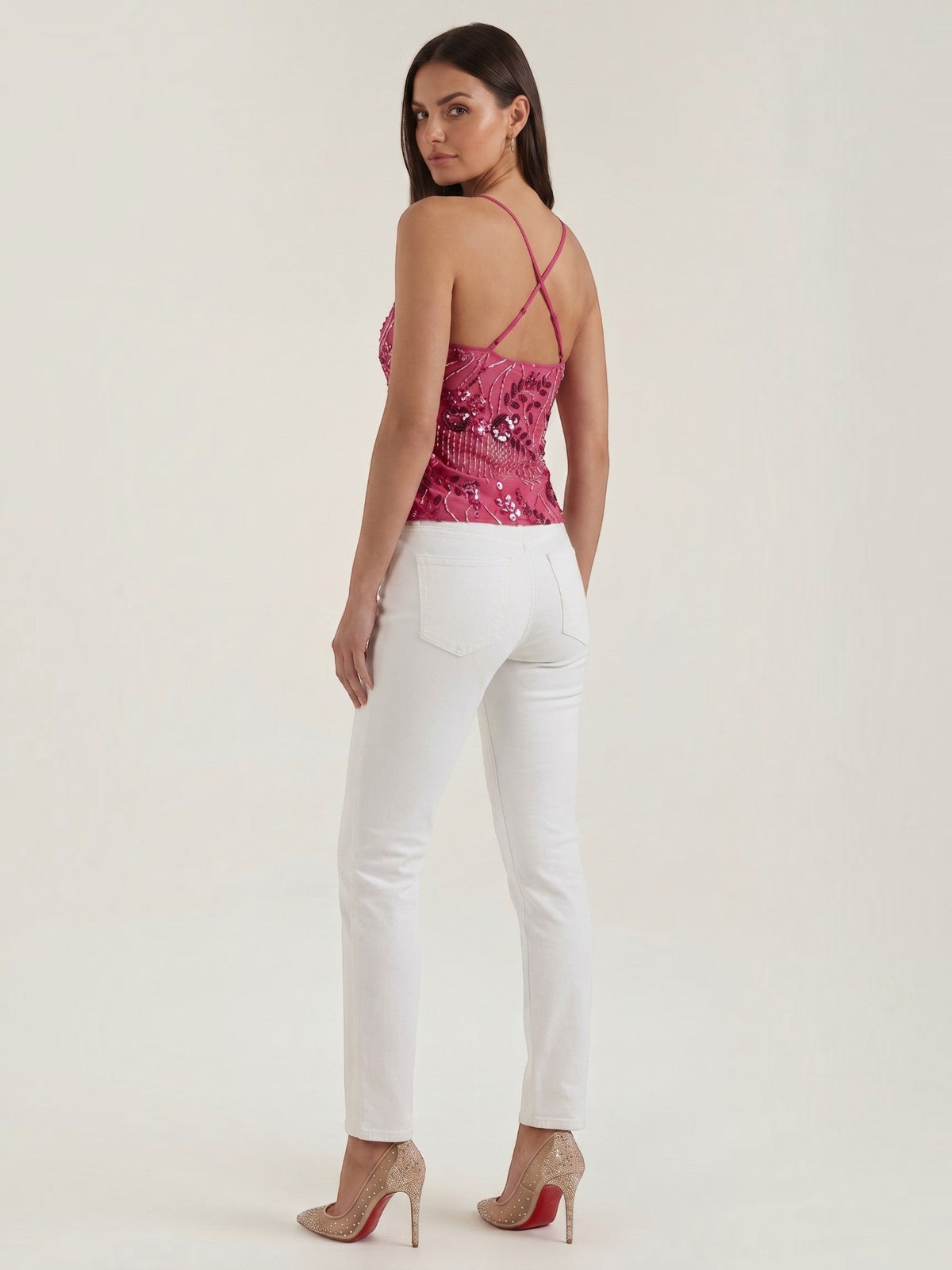 Besticktes Cami-Top mit Pailletten