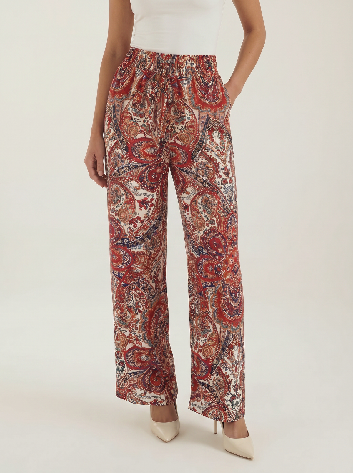 Weite Hose mit Paisley-Muster