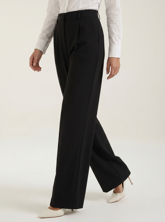 Geschneiderte Hose mit hohem Bund und weitem Bein