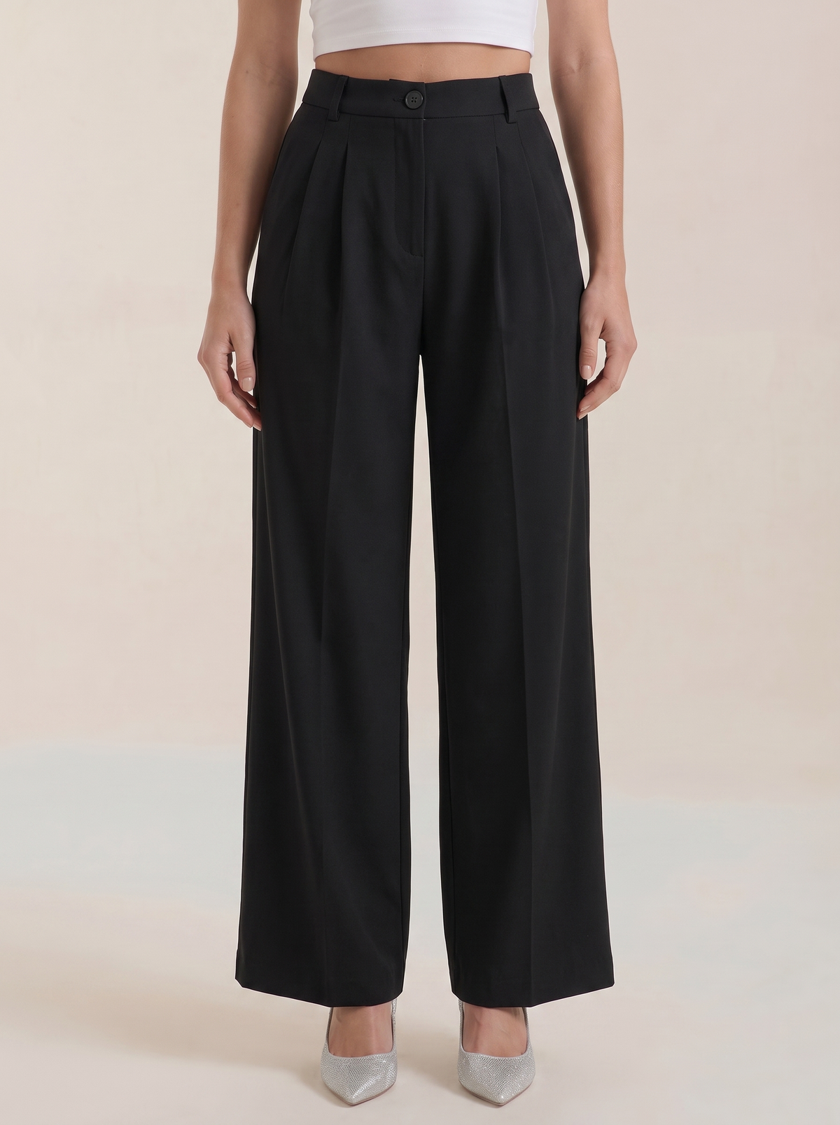 Plissierte Hose mit Seitentaschen