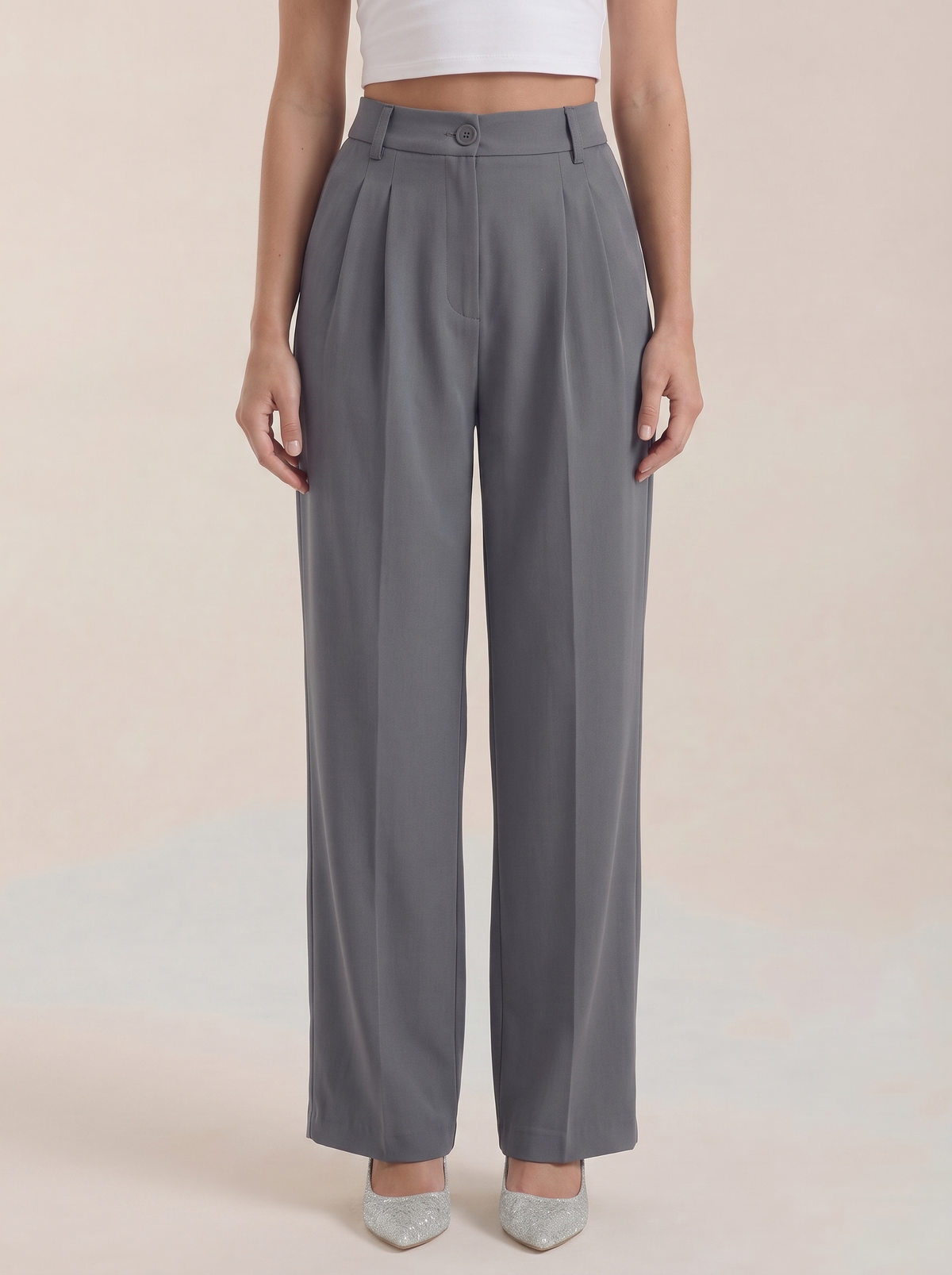 Plissierte Hose mit Seitentaschen