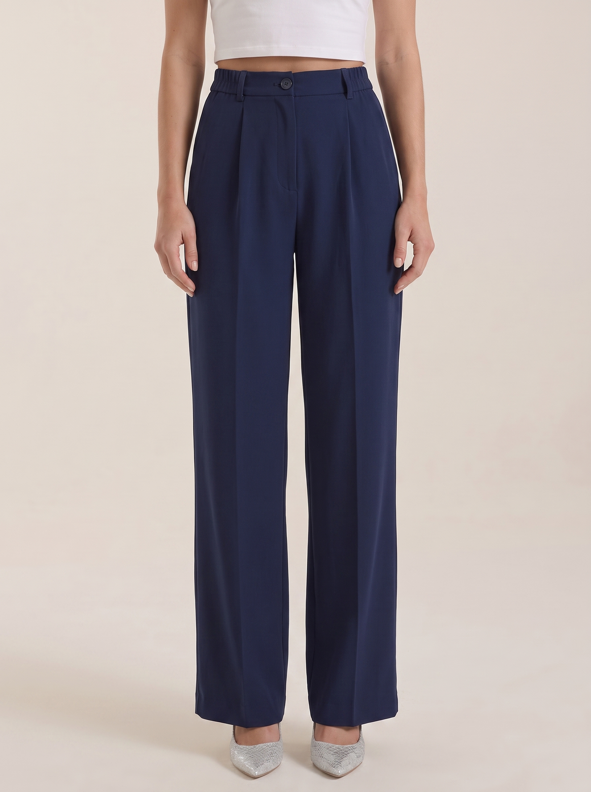 Plissierte Hose mit Seitentaschen