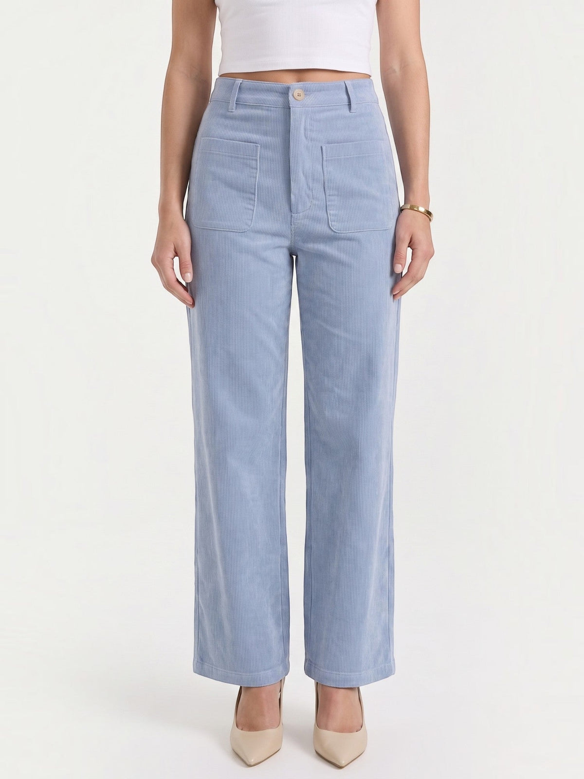 Cordhose mit weitem Bein und Aufgesetzten Taschen