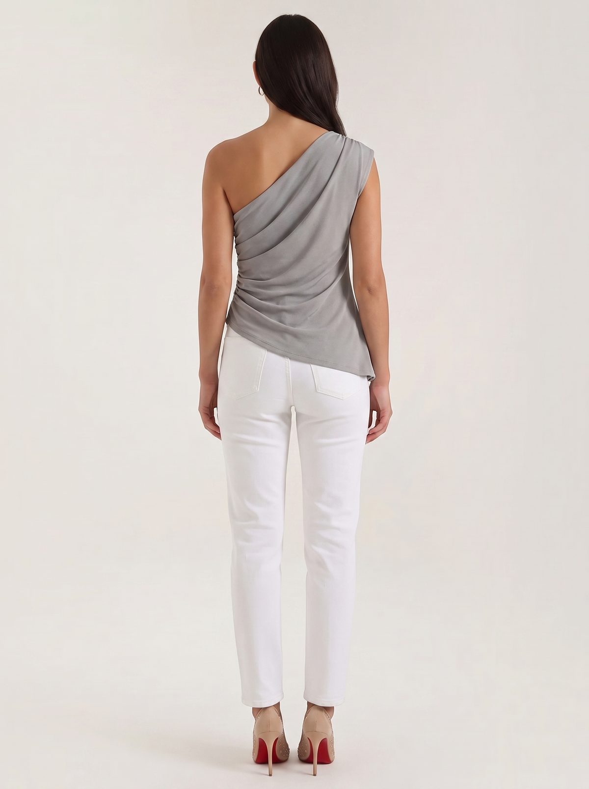 Asymmetrisches drapiertes Top aus Satin