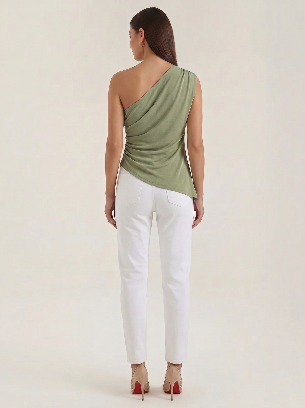 Asymmetrisches drapiertes Top aus Satin