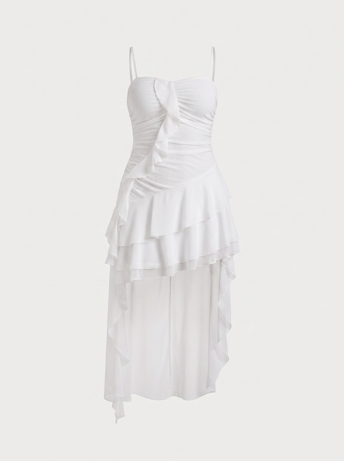 High-Low-Minikleid mit Volants