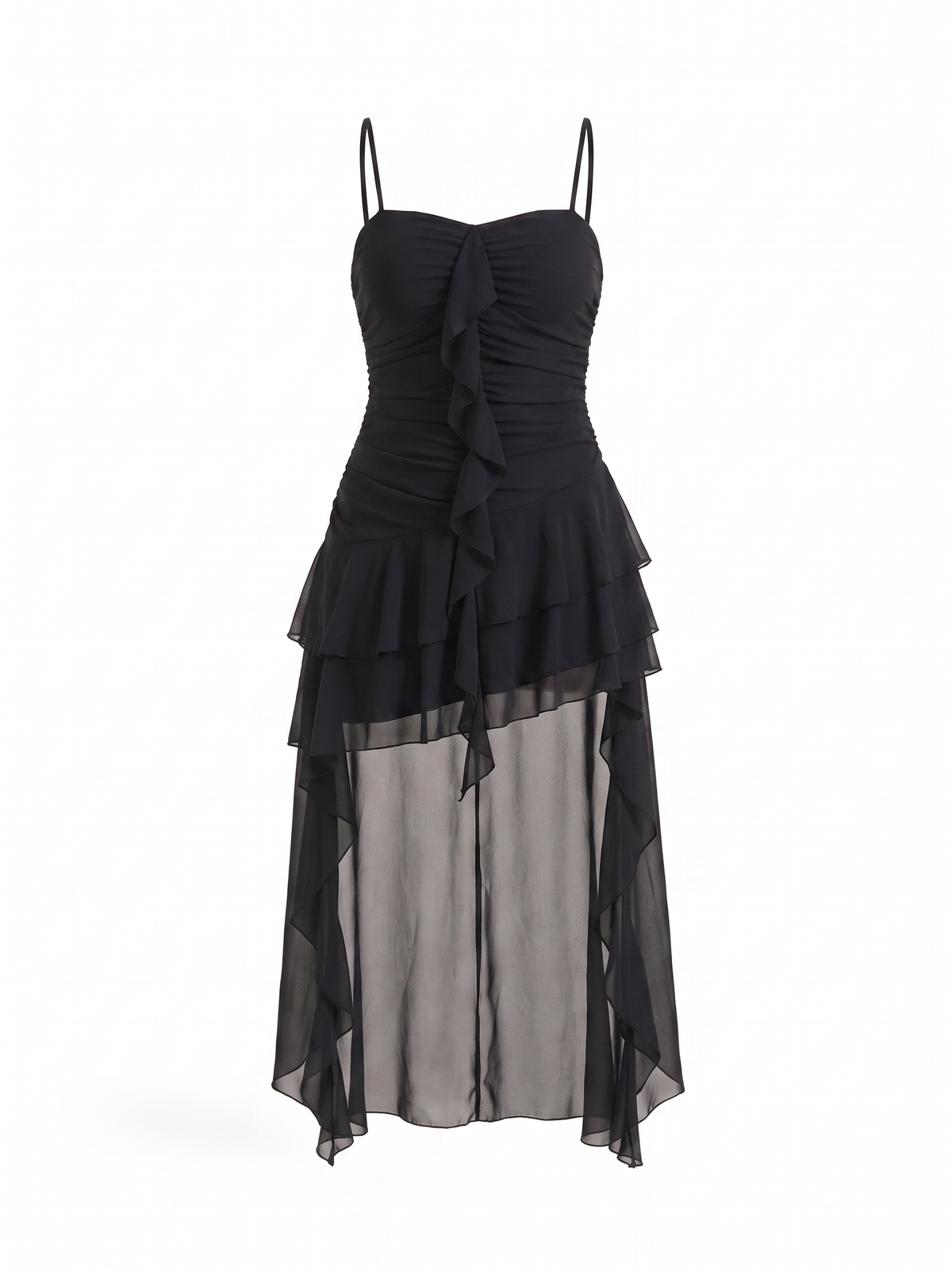 High-Low-Minikleid mit Volants