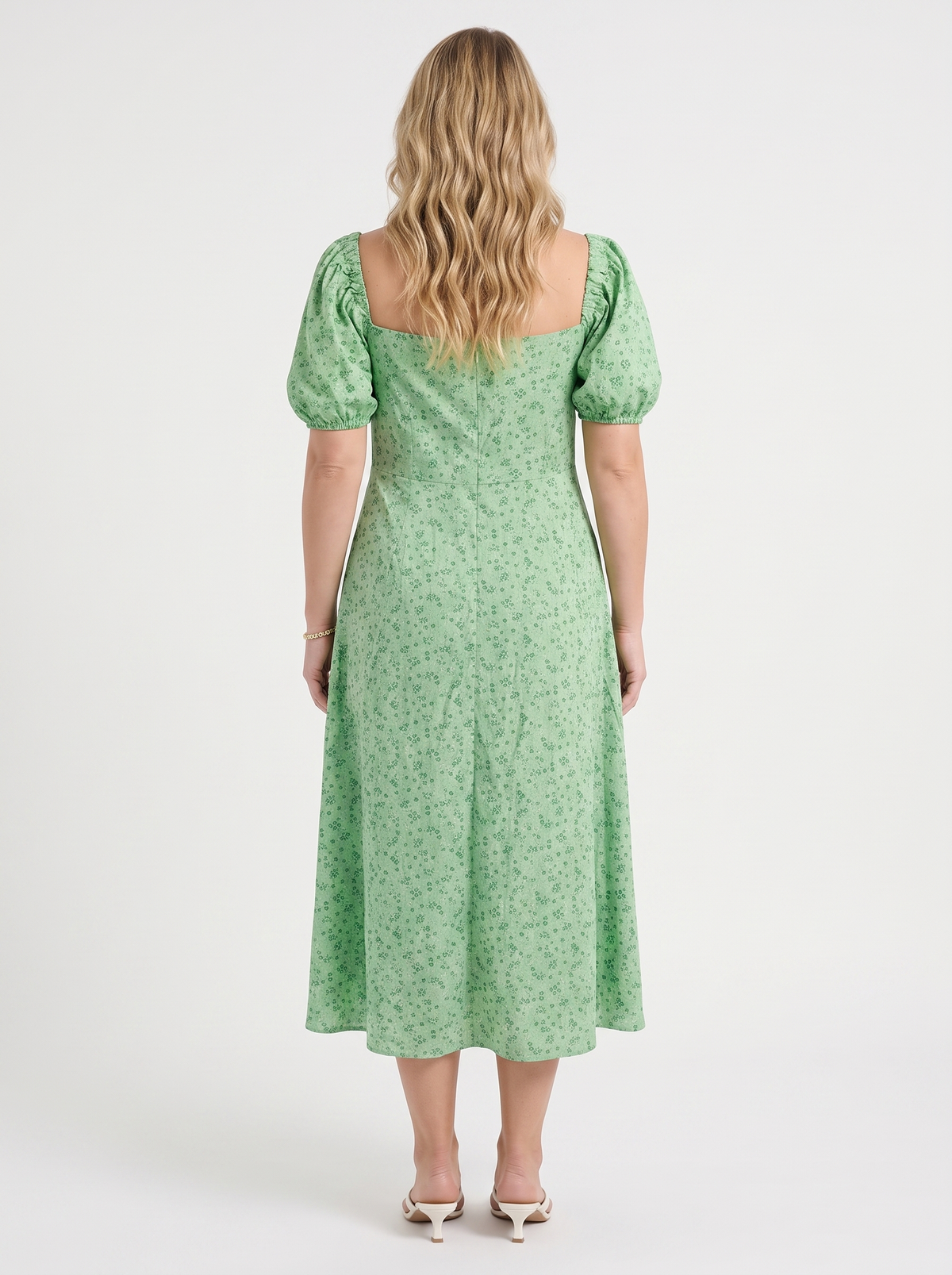 Geblümtes Midikleid mit Puffärmeln