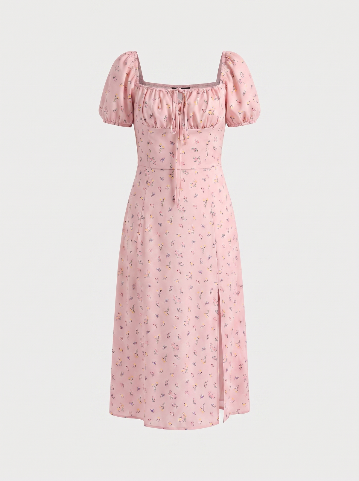 Geblümtes Midikleid mit Puffärmeln