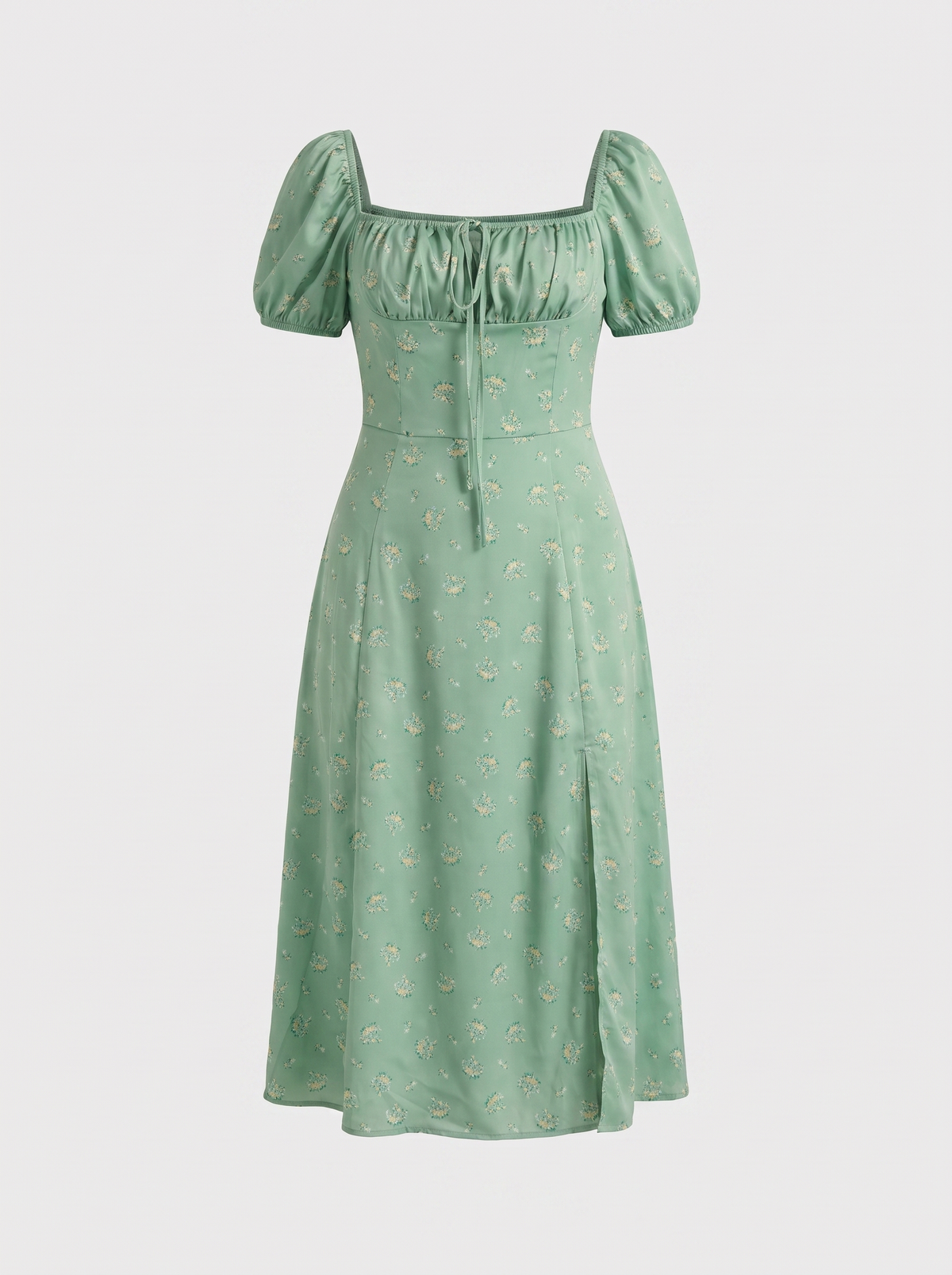 Geblümtes Midikleid mit Puffärmeln