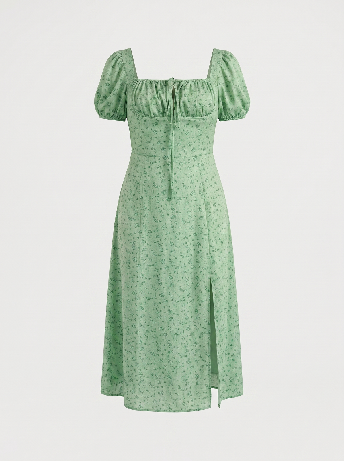 Geblümtes Midikleid mit Puffärmeln