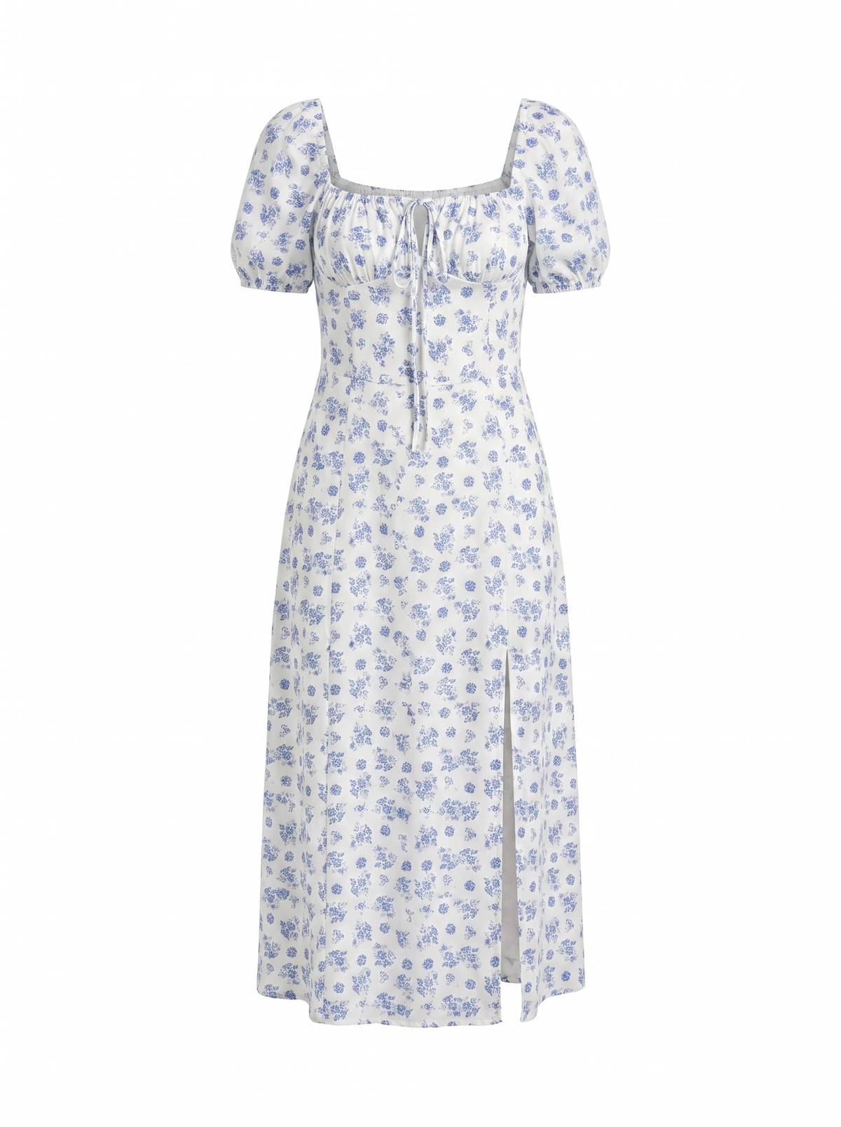 Geblümtes Midikleid mit Puffärmeln