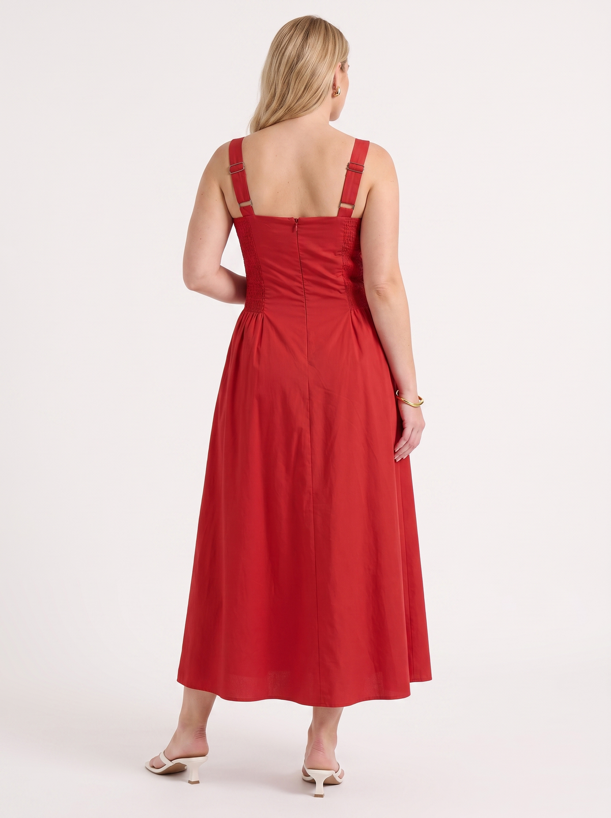 Geblümtes Midikleid mit eckigem Ausschnitt