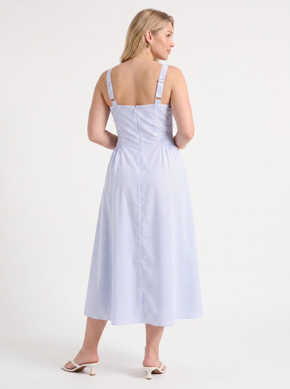 Geblümtes Midikleid mit eckigem Ausschnitt
