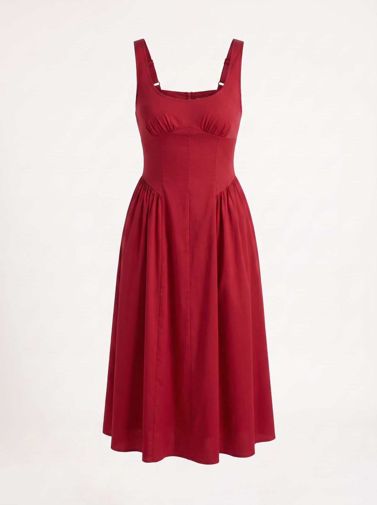 Geblümtes Midikleid mit eckigem Ausschnitt