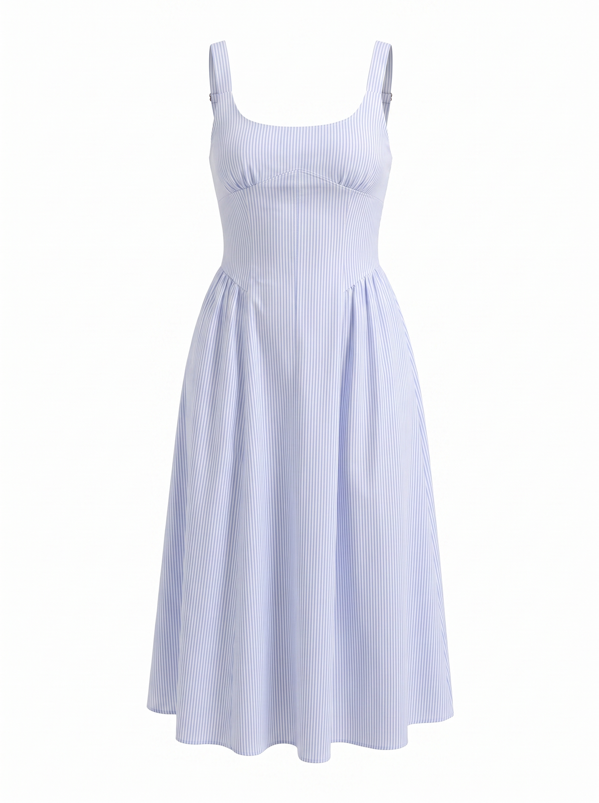 Geblümtes Midikleid mit eckigem Ausschnitt