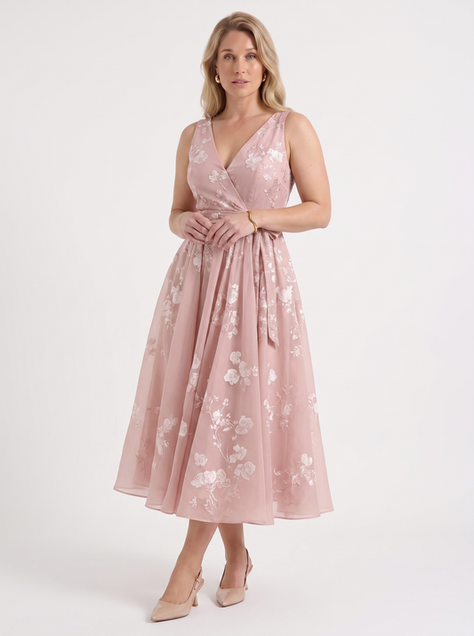 Geblümtes Wickel-Midikleid